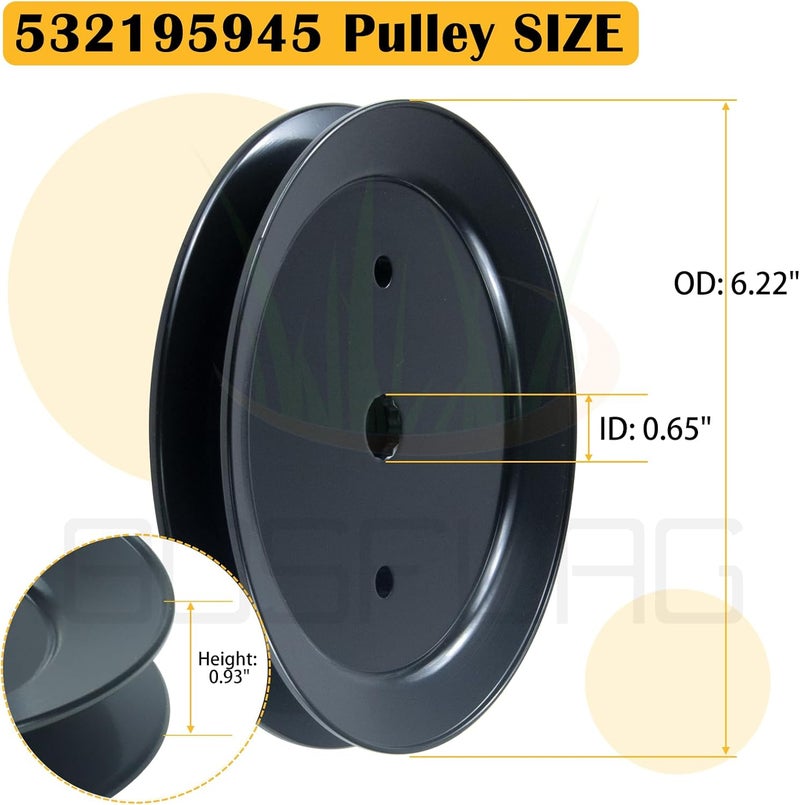 BOSFLAG 3 Pack 197473 mandrel pulley Replaces 195945, 532197473, 532199478, 532195945 for 2246LS 2346XLS LT152 LT1942 LTH152 LTH171 LTH2042 PB19546LT T3000 YT1942T YT4000 YTH2042 YTH20K46 Lawn Tractor - Image 5